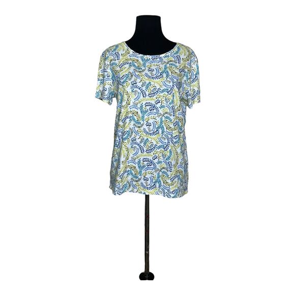 Croft & Barrow white leaves print short sleeves tee size PM - Picture 4 of 6